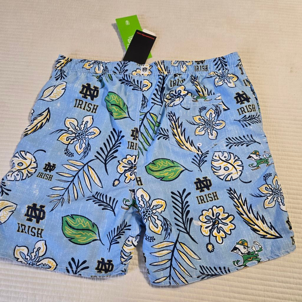 Men's Wes and Willy Notre Dame Fighting Irish Swim Trunks XL Blue Green NWT - Picture 10 of 14